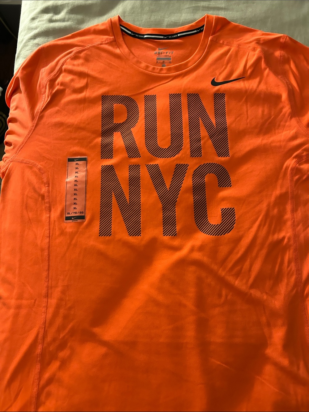 Nike Orange RUN NYC Short-Sleeve Dri-FIT Tee Size XL Bright Orange